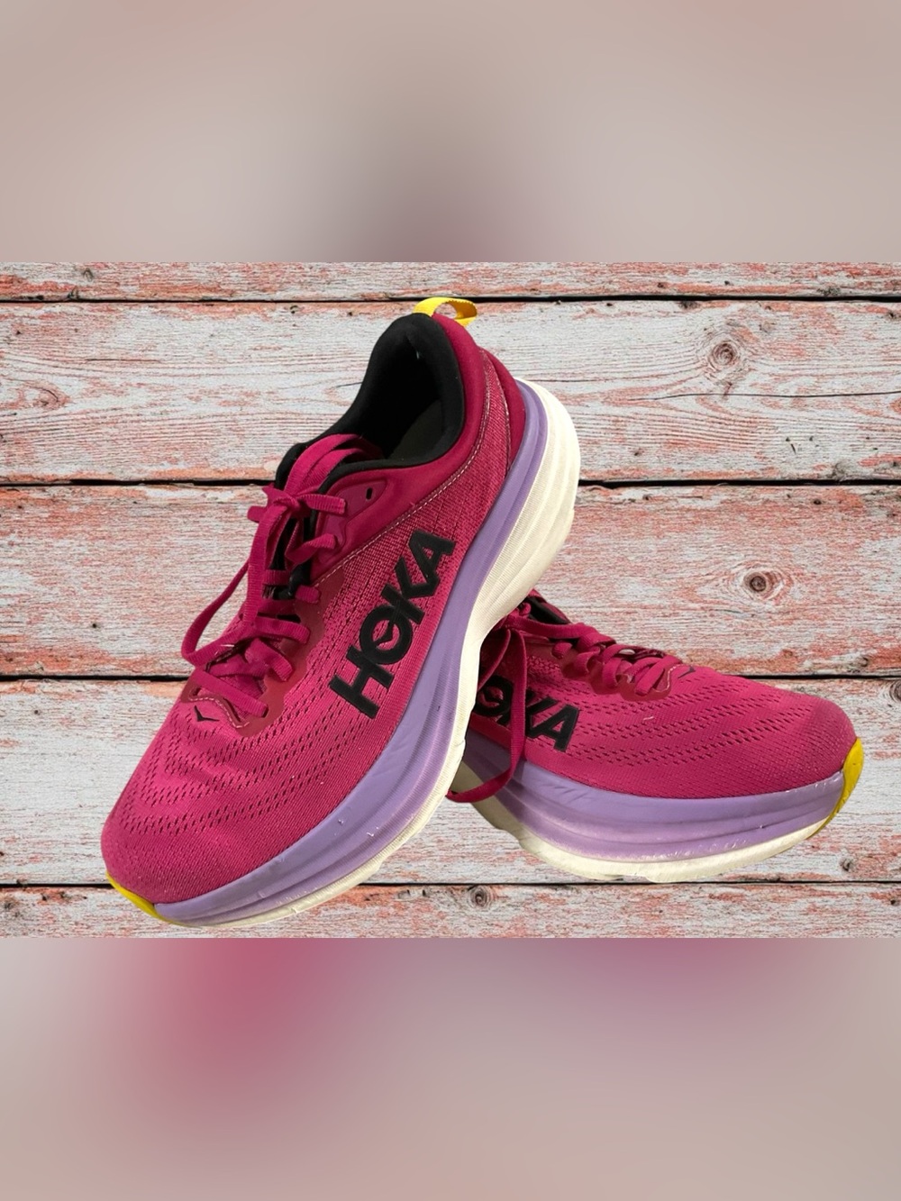 Hoka Bondi 8 Women's Cherry Jubilee/Pink Running Shoes Size 9.5B
